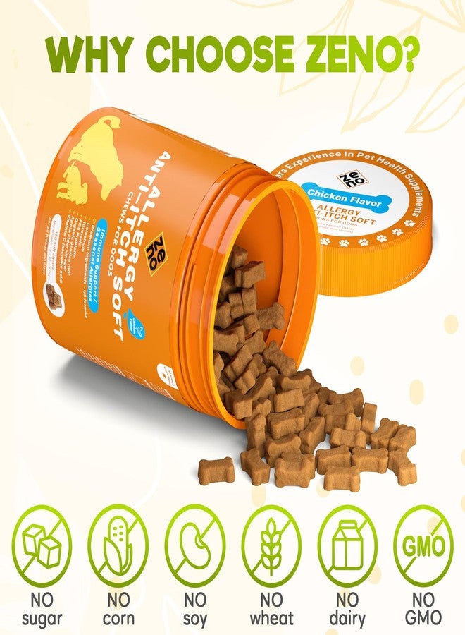 ZENO Dog Allergy Chews 150Pcs - Dog Supplements for Itchy Skin and Paw Licking - Canine Allergy Relief - US Formula with Probiotics, Natural Ingredients & Vitamins - Chicken - Image 5